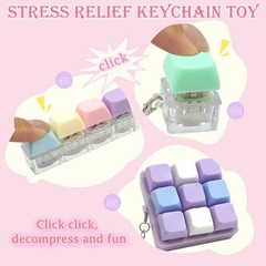 MILAKE Keyboard Fidget Set, 4 Pcs Small, Purple, Pink, Green, Blue, Yellow