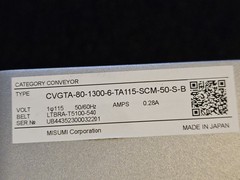MiSUMi Conveyor W/ Speed Controller Dual Belt CVGTA-80-1300-6-TA115-SCM-50-S-B
