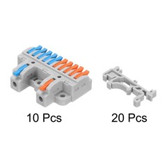 10 x Din Rail Press Quick Terminal Wire Connectors 2 in 10 Out 32A 28-12AWG