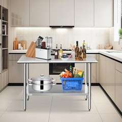 STABLEINK NSF Stainless Steel Prep Table 48 x 24 Inches Metal Work Table with Ad