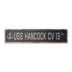 USS HANCOCK CV 19 Vintage Street Sign us navy ship veteran sailor rustic gift