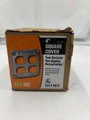 Box of 10 Hubbell-Raco Square Cover 2 Device/Duplex Receptacle 4″ 907C Silver