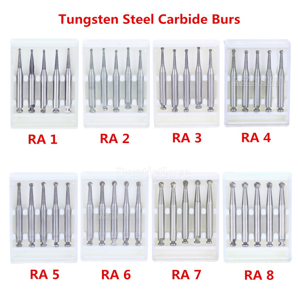 AZDENT Dental Round Tungsten Steel Carbide Burs RA for Slow Low Speed Handpiece