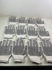Dotted String Knit Gloves Both Sides Black PVC Dots (12 Pairs) Gloves L