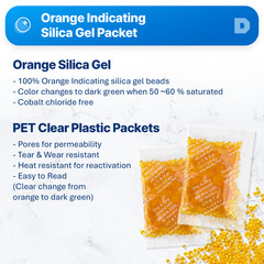 [35 Packs]10 Gram ” Dry & Dry” Orange Indicating Silica Gel Packets – Reusable