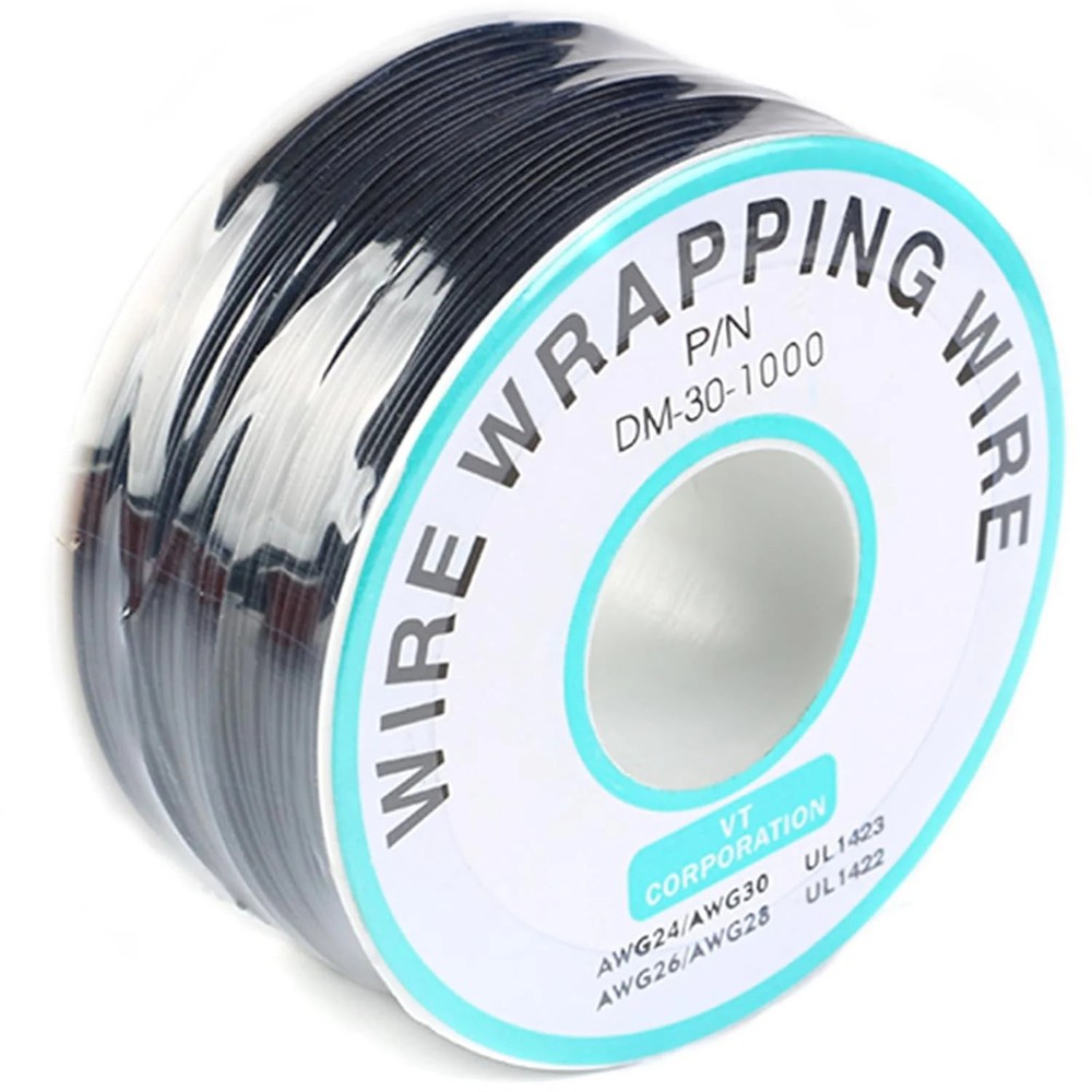 Black Electronic Wire DM-30-1000 – 30 AWG Single Core Tinned Copper Solid Cable,