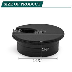 Litoexpe Black Desk Cord Grommets 1-1/2 Inch, Plastic