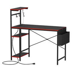 44″ Computer Desk w/ Power Outlets Led Desk 4 Tiers Reversible Shelf Hook & Side