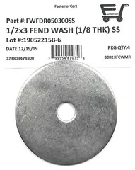 (4) 1/2 ID x 3 OD Stainless Steel Fender Washer Large OD (Extra Thick 1/8″)