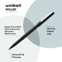 uniball Roller Rollerball Pens, Micro Point (0.5mm), Black, 72 Pack