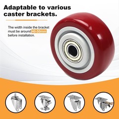 Universal Fit 2Pcs 3-Inch PU Caster Wheels – Ideal for Trolleys and Workbenches