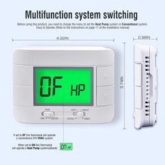 Garystat Non-Programmable Heat Pump Thermostat for House 2 Heat/1 Cool, with …