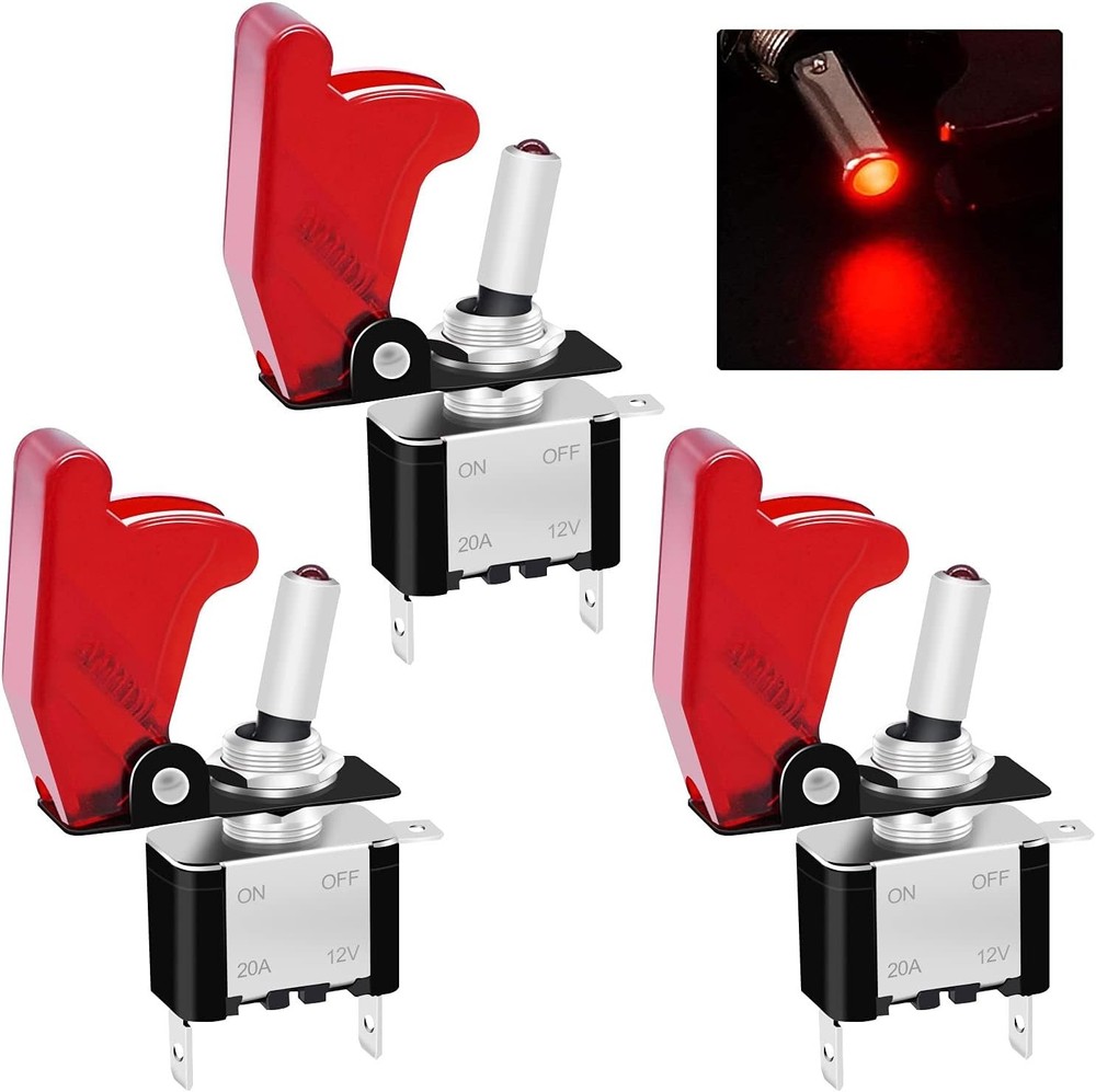 Twidec/3Pcs Rocker Toggle Switch 12V 20A Heavy Duty Racing Car Automotive Auto S