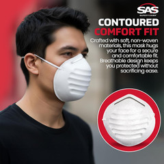 SAS Safety Nuisance Dust Mask 50 Pack Adjustable Respiratory Protection Masks