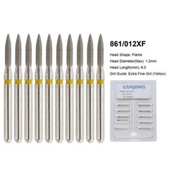 Dental Diamond Burs Flame Bur 863/010F 863/012F 863/016C 861 862 Fine High Speed