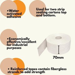 5.1 Mil White Kraft Paper Gum Tape 2.75 Inch x 150 Yards Wolverine Tape 20 Rls