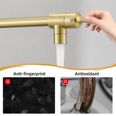 Fransiton Brushed Gold Pot Filler Pot Filler Faucet Wall Mount Brass Folding