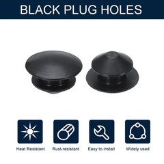 10pcs Hole Plug 1/2 Inch (12mm) Button Plugs Fit for 8mm Hole, Black