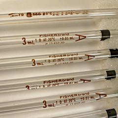 Lot of 8- Fisher brand/Kimax 3 ml Class A Volumetric Pipettes – New