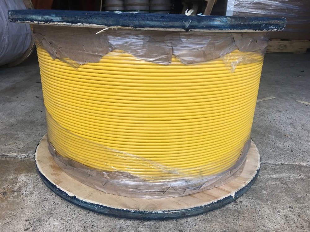 YELLOW Vinyl Coated Cable Wire Rope, 1/8″ – 3/16″, 7×7, 500 ft reel