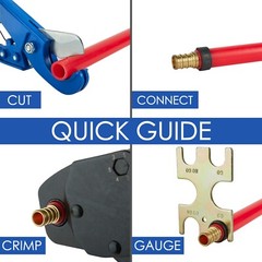 EFIELD Angle Head PEX Crimping Tool for 1/2″ & 3/4″ PEX Copper Rings w/h Cutters