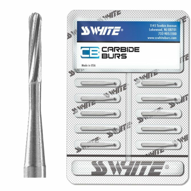 SS White 13157 Friction Grip FG #1157 Straight Dome Plain Carbide Burs 100/Pk