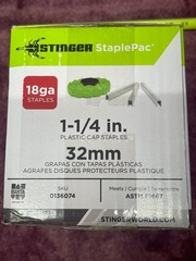 Stinger StaplePac 1-1/4 inch (32mm) Plastic Cap Staples 18ga 2,000 count