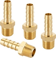 KOOTANS 4pcs Brass Hose Barb Fittings 5/16″ Hose Barb to 1/4 NPT Male Thread Air
