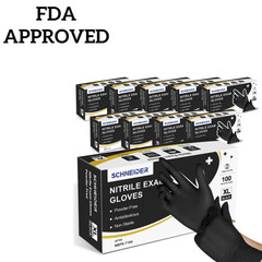 Schneider Black Industrial Disposable Nitrile Gloves 5 Mil Latex & Powder Free