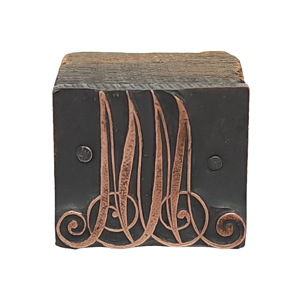 Vintage Letterpress Printing Block Printers Plate Copper Tone MM or WW Monogram