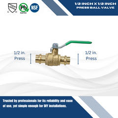 10 Pieces 1/2″ Press Ball Valve, Lead Free Brass, Full Port