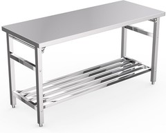 Kitchen Work Table Stainless Steel 60x24x31.5In Adjustable Height Workstation