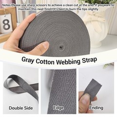 Dark Gray Twill Tape 3/4 Inch Wide – 40 Yards Herringbone Cotton Webbing Bias…