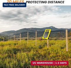 24 Hour Solar Electric Fence Charger, 20 Miles, Up to 10200v Output Range Electr