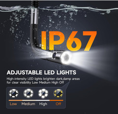 Endoscopio doble lente 0.25in articulado 220° HD IP67 con luz LED 5.3FT. Incorpo