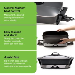 Presto Electric Foldaway Nonstick Skillet with Tempered Glass Lid, 16″, Black