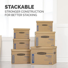 Classic Moving Box 12 Pack Kit, Reinforced Handles, Tape-Free Assembly, Box with