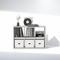 Pemberly Row 6-Cube Vinyl Record Media Storage Organizer in Light Grey