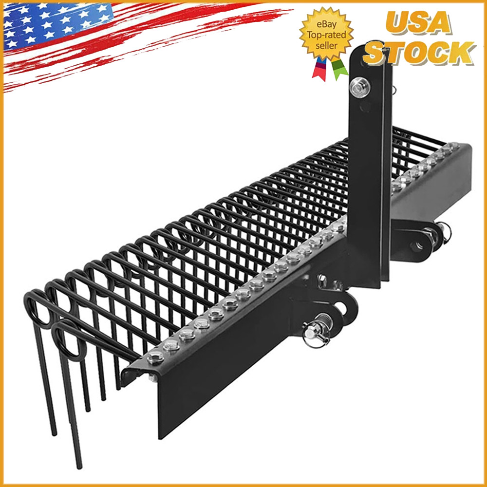 3 Point 60″ Pine Straw Rake Landscape Rake for Cat0 & Cat1 Tractor Attachment