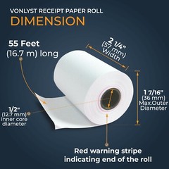 Vonlyst Receipt Paper Roll for Square Terminal Credit Card Machine (20 rolls)
