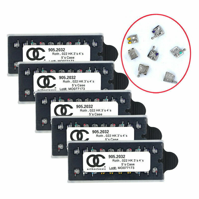 30 Box Dental Orthodontics Metal Brackets Roth 022 Braces 3-4-5 Hooks 20Pcs/Kit