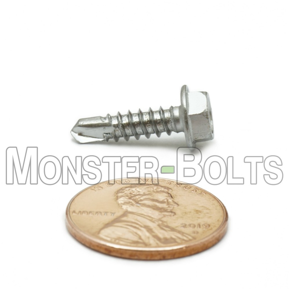 #8 Stainless Steel Self-Drilling Sheet Metal / TEK Screws, Hex Washer Head 410