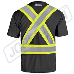 Hi Vis Black Shirt ANSI Class 1 Reflective Safety Short Sleeve HIGH VISIBILITY