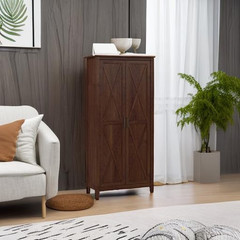 Bush Key West Tall Storage Cabinet in Bing Cherry – Stylish & Functional