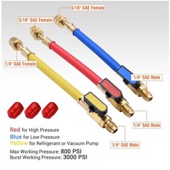 For R134A R410A Refrigerants 1/4″ SAE Ball Valves Hose Great Compatibility
