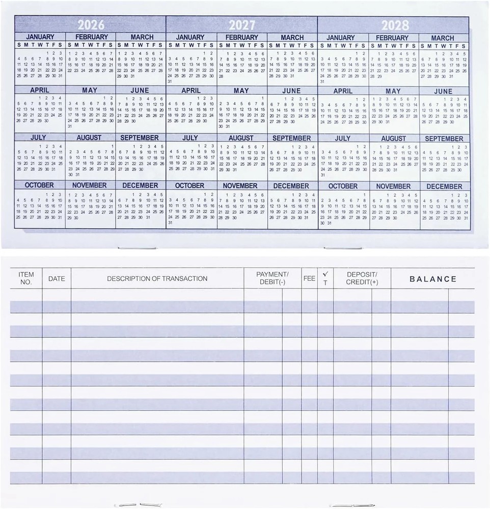 20 Pack Checkbook Register, Check Registers for Personal, Blank Ledger Transacti