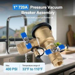 1″ 720A Pressure Vacuum Breaker Assembly, Brass Backflow Preventer Valve, 400PSI