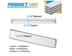 14 Pack Powerful Neodymium Bar Magnets, 60 x 10 x 3 mm Rare Earth Magnet Bar