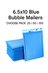 #0 6.5×10 Blue Poly Bubble Mailers Padded, Waterproof, Shipping Self-Seal