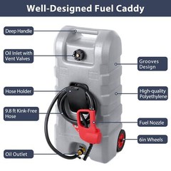 15 Gallon Fuel Caddy Portable Gas Fuel Tank,Gas Can with Manual Transfer Nozzle
